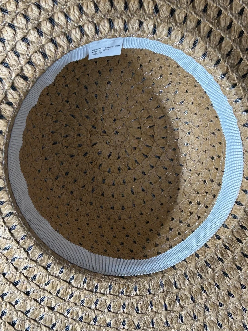 Natural Straw Wide Sun Hat with Black Trim and Black Bow